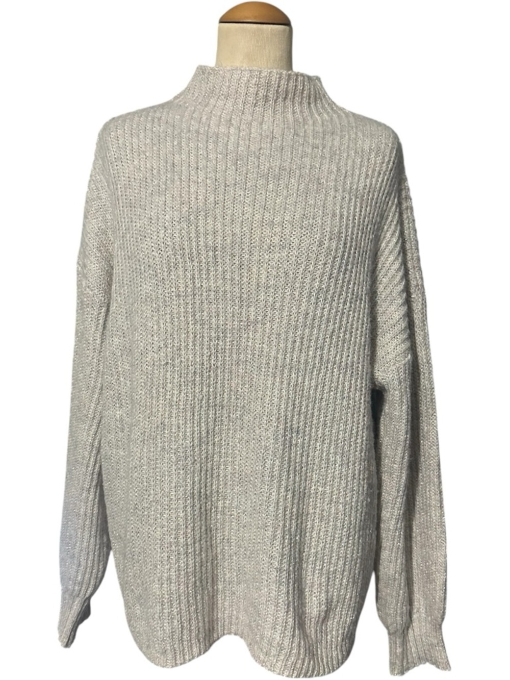 Loft Outlet High Neck Knit Sweater Gray Size XL